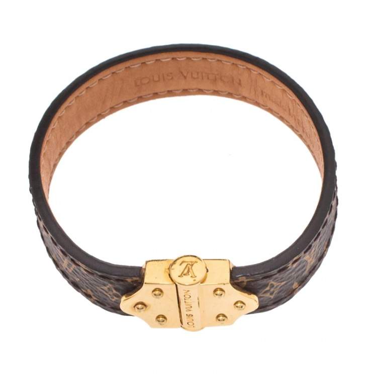 Pre Owned Louis Vuitton Brown Monogram Canvas Spirit Nano Bracelet 17
