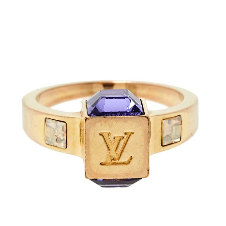 Louis Vuitton Gamble Crystal Gold Tone Ring M