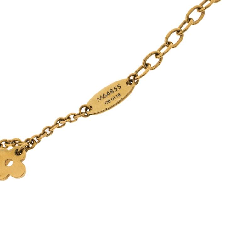 Pre Owned Louis Vuitton Blooming Supple Gold Tone Charm Necklace 