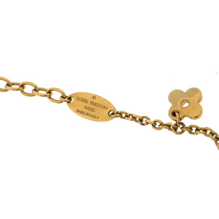 Pre Owned Louis Vuitton Blooming Supple Gold Tone Charm Necklace 