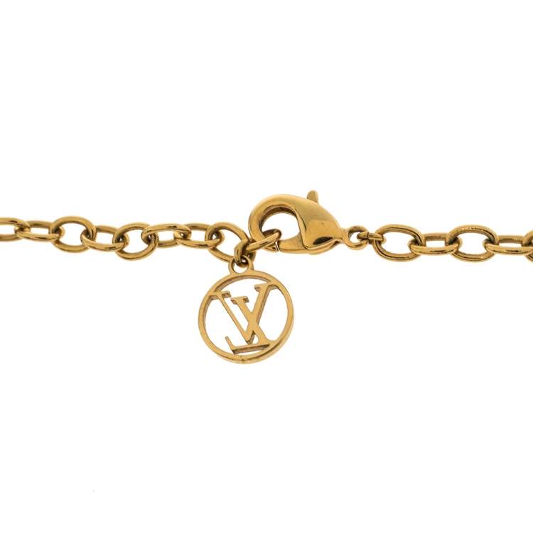 Pre Owned Louis Vuitton Blooming Supple Gold Tone Charm Necklace 
