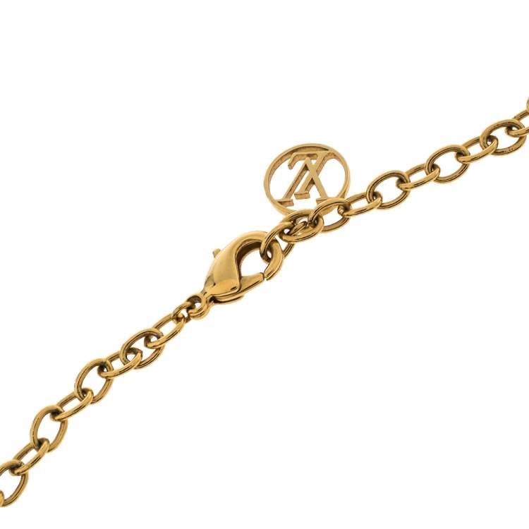 Pre Owned Louis Vuitton Blooming Supple Gold Tone Charm Necklace 