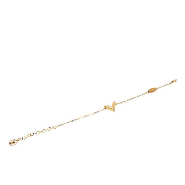 Louis Vuitton Gold Tone Essential V Chain Link Bracelet Louis