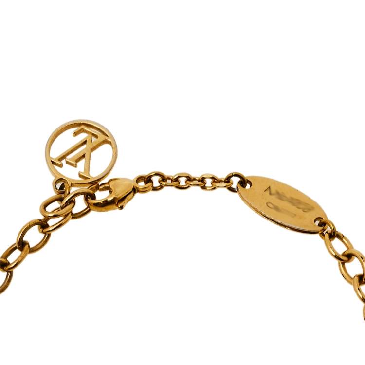 Pre Owned Louis Vuitton Blooming Supple Gold Tone Charm Bracelet
