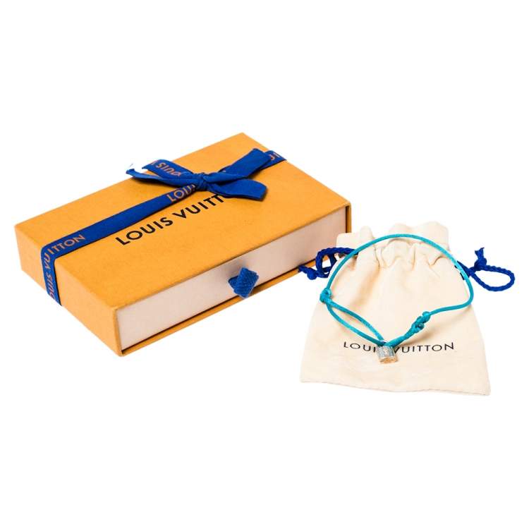 Pre Owned Louis Vuitton x UNICEF Lockit Sterling Silver Blue Cord Adjustable Bracelet