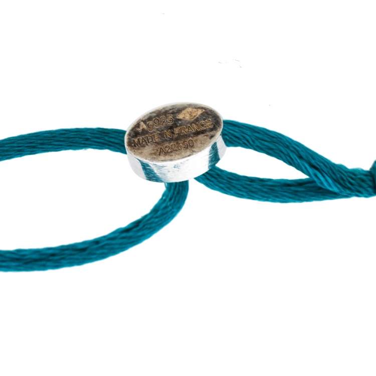 Pre Owned Louis Vuitton x UNICEF Lockit Sterling Silver Blue Cord Adjustable Bracelet
