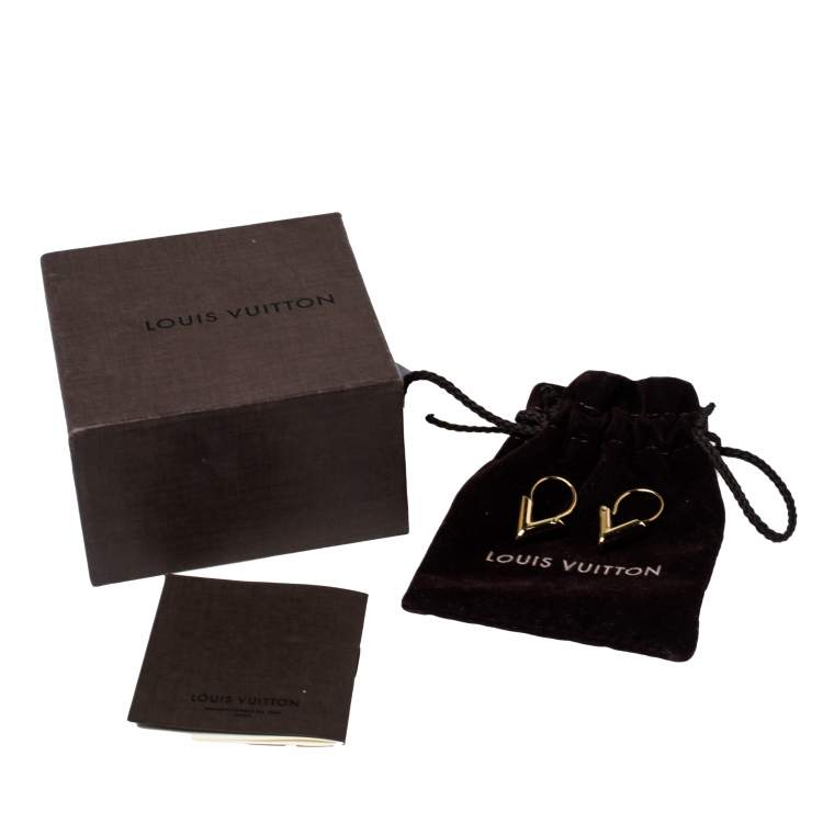 Pre Owned  Louis Vuitton Essential V Gold Plated Hoop Earrings
