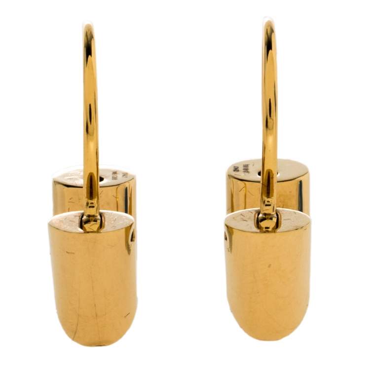 Pre Owned  Louis Vuitton Essential V Gold Plated Hoop Earrings