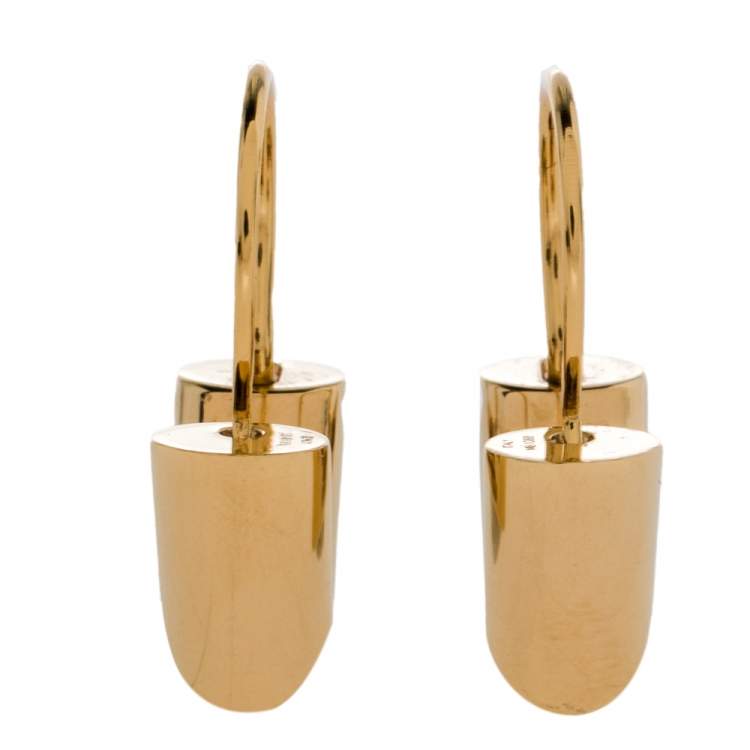 Pre Owned  Louis Vuitton Essential V Gold Plated Hoop Earrings