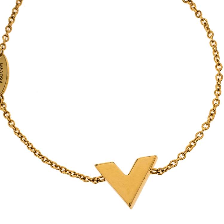 Pre Owned Louis Vuitton Gold Tone Essential V Chain Link Bracelet