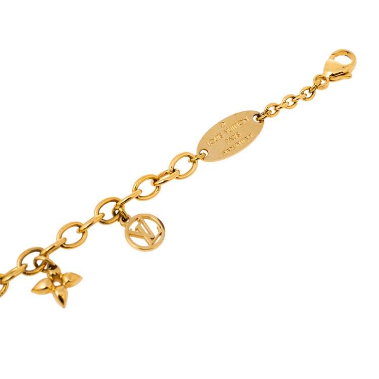 Pre Owned Louis Vuitton Blooming Supple Gold Tone Charm Bracelet