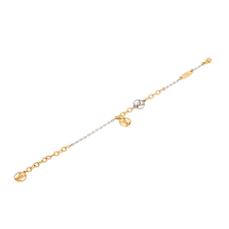 Pre Owned Louis Vuiiton Logomania Two Tone Bracelet