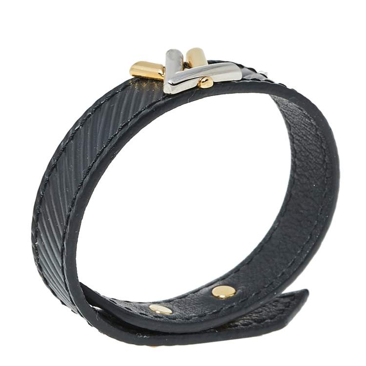 lv bracelet black leather