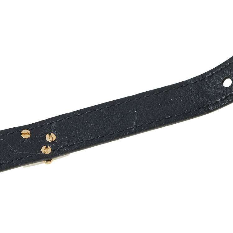 Pre Owned Louis Vuitton Black Epi Leather Twist It Bracelet 17