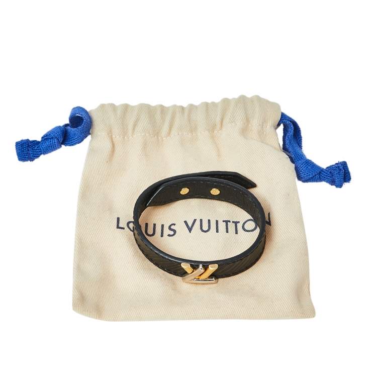 Pre Owned Louis Vuitton Black Epi Leather Twist It Bracelet 17