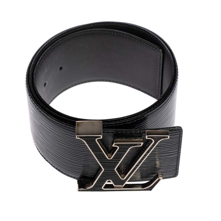 Pre Owned Louis Vuitton Black Electric Epi Leather LV Initiales Waist Belt 85 CM