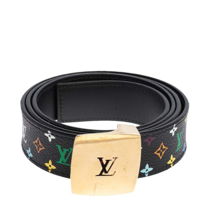 Louis Vuitton Black Multicolore Monogram Canvas LV Cut Belt 90 CM Louis  Vuitton