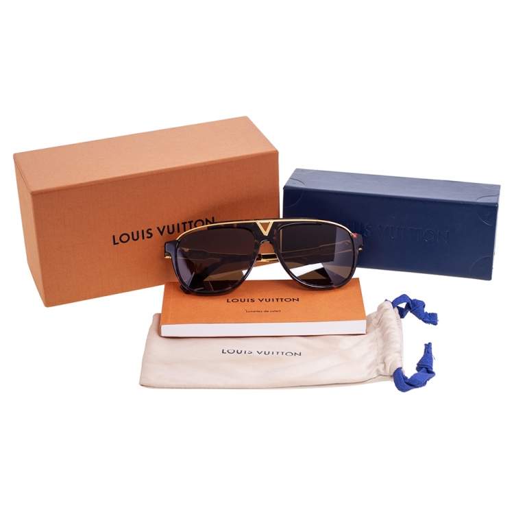 Pre Owned Louis Vuitton Gold Tone/Brown Tortoise Z0938E Aviator Sunglasses
