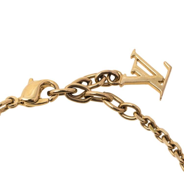 Pre Owned Louis Vuitton Gold Tone Essential V Chain Link Bracelet