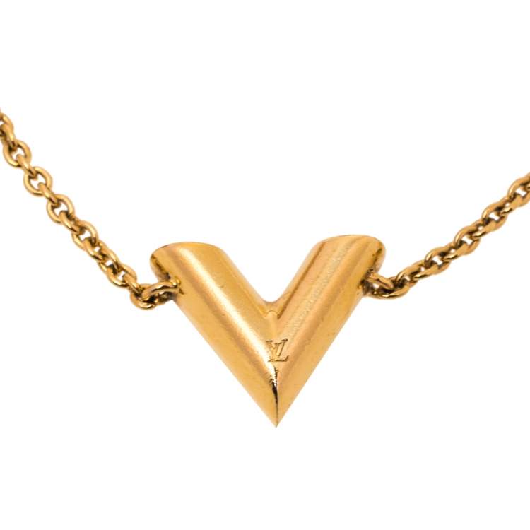 Pre Owned Louis Vuitton Gold Tone Essential V Chain Link Bracelet
