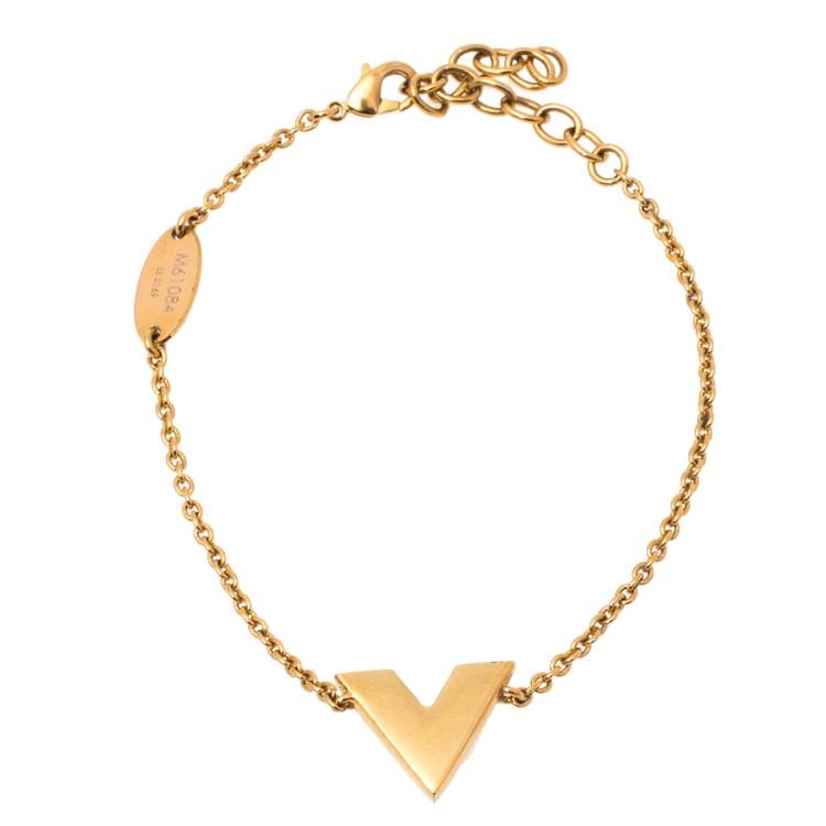 Pre Owned Louis Vuitton Gold Tone Essential V Chain Link Bracelet