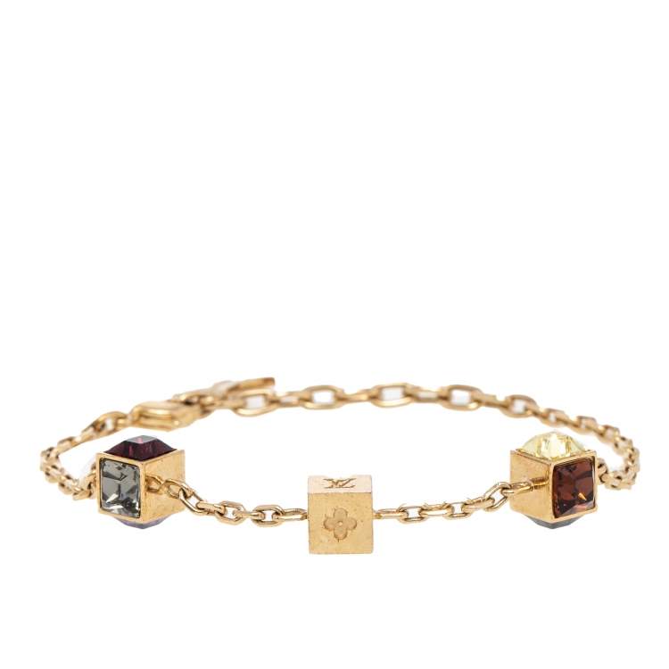 Louis Vuitton Over the Rainbow Brown Crystal Gold Tone Bracelet 21 cm Louis  Vuitton