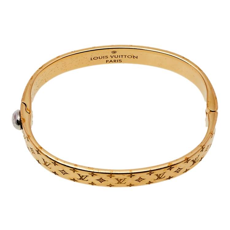 Pre Owned Louis Vuitton Nanogram Gold Tone Cuff Bracelet S