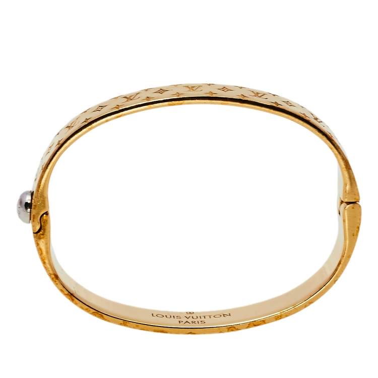 Pre Owned Louis Vuitton Nanogram Gold Tone Cuff Bracelet S