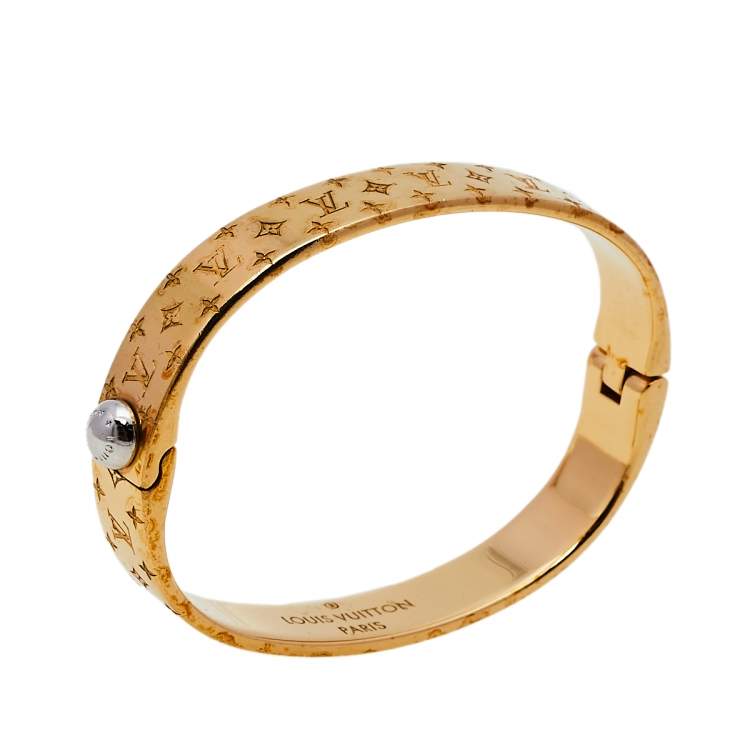Pre Owned Louis Vuitton Nanogram Gold Tone Cuff Bracelet S