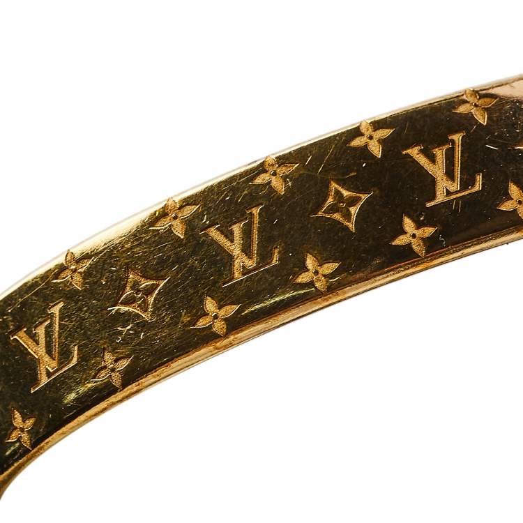 Pre Owned Louis Vuitton Nanogram Gold Tone Cuff Bracelet S