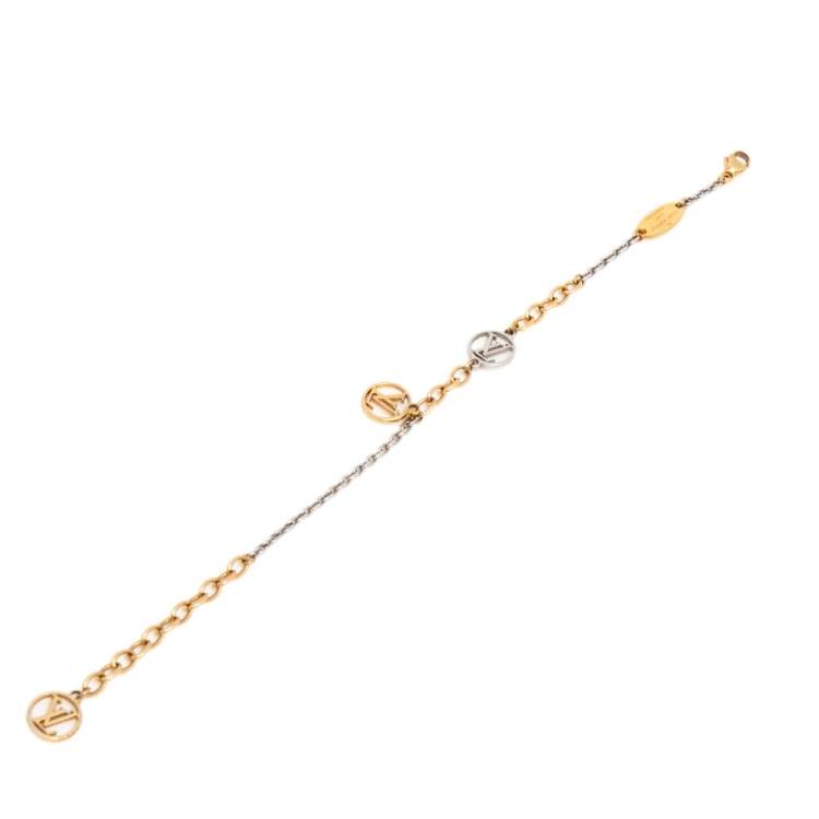 Louis Vuiiton Two Tone Gold Plated Logo Mania Bracelet