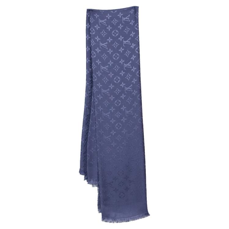 Louis Vuitton Monoglam Shawl Navy Blue in Silk/Wool - US