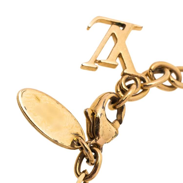 Pre Owned Louis Vuitton Gamble Crystal Gold Tone Bracelet