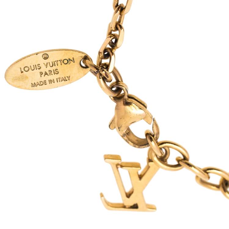 Pre Owned Louis Vuitton Gamble Crystal Gold Tone Bracelet
