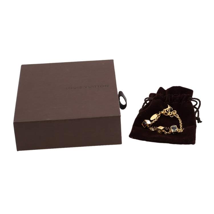 Pre Owned Louis Vuitton Gamble Crystal Gold Tone Bracelet