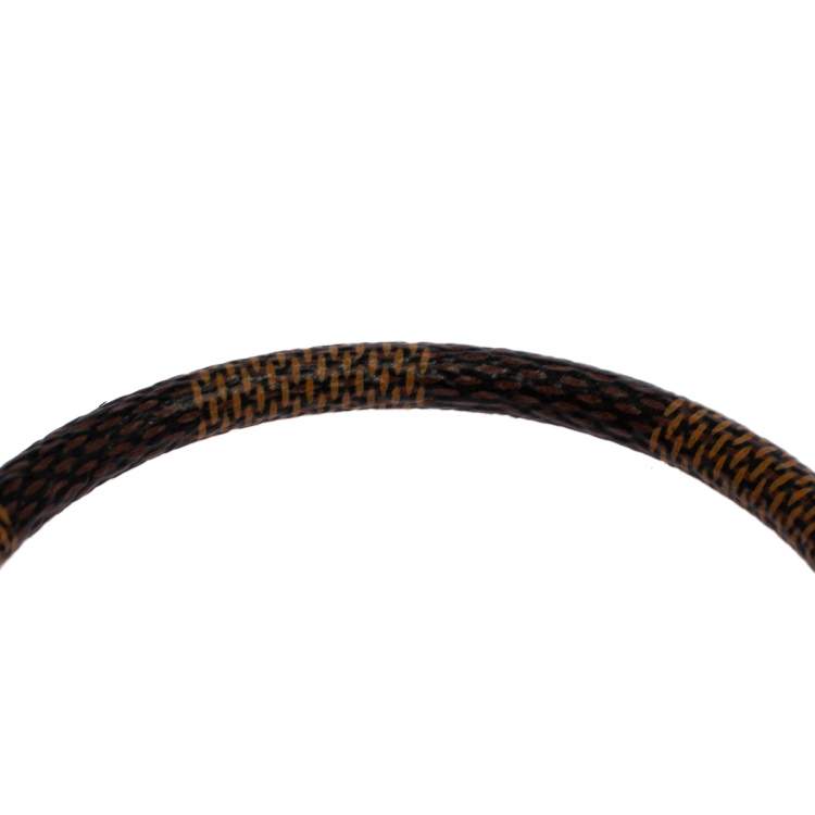 Pre Owned Louis Vuitton Keep It Damier Ebene Canvas Gold Tone Bracelet