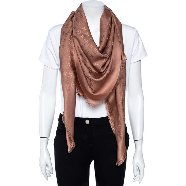 Louis Vuitton Monogram Cappuccino Silk Wool Shawl