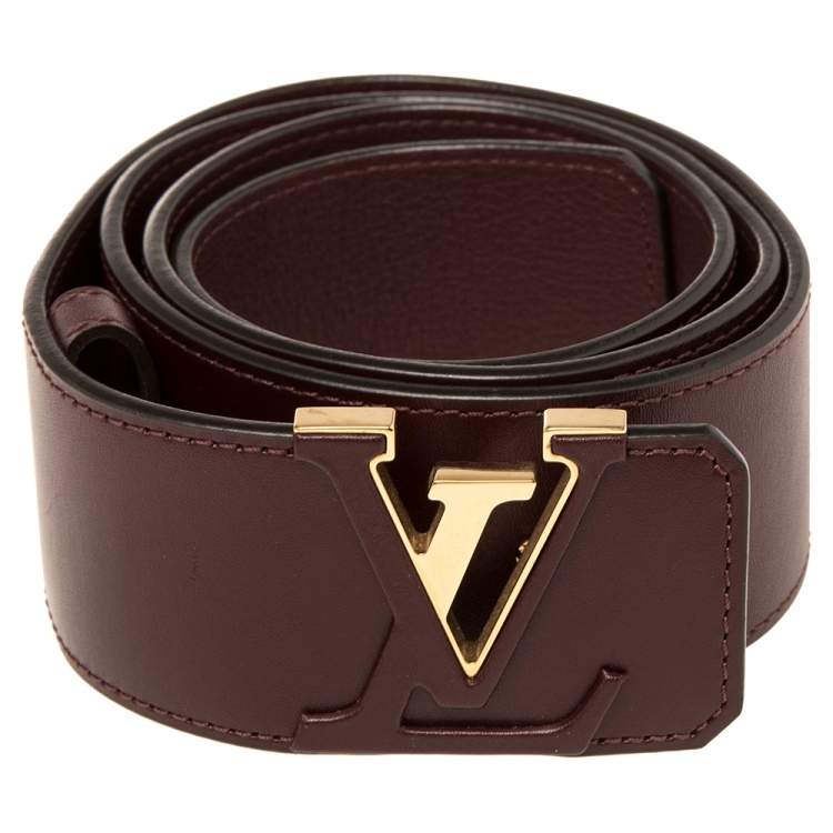 Louis Vuitton Dark Red Leather Capucine Initiales Belt 90CM Louis