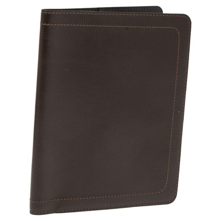 Pre Owned Louis Vuitton Brown Leather Desk Agenda Cover