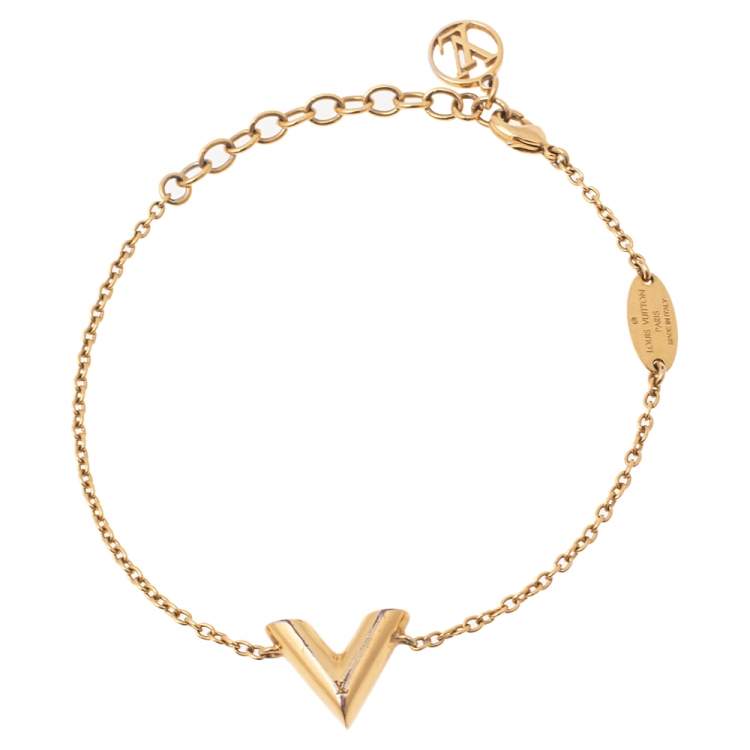 Louis Vuitton Gold Tone Essential V Chain Link Bracelet Louis Vuitton