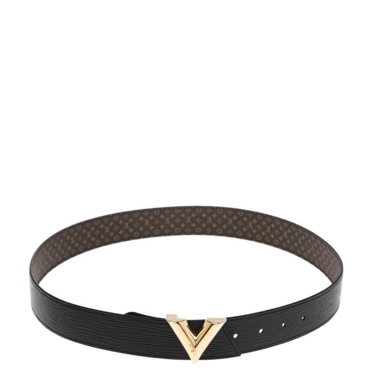 Louis Vuitton Black Epi Leather and Micro Monogram Essential V Reversible  Belt 90CM Louis Vuitton