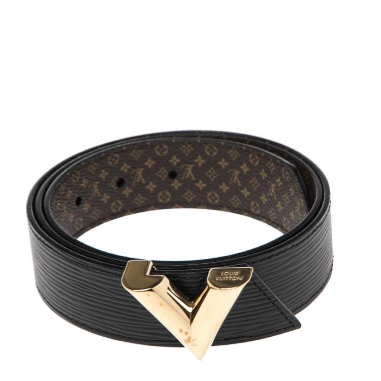 Louis Vuitton Black Epi Leather and Micro Monogram Essential V Reversible  Belt 90CM Louis Vuitton