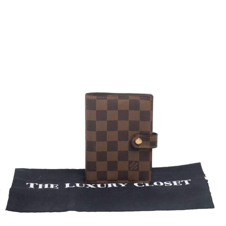 Pre Owned Louis Vuitton Damier Ebene Canvas Small Ring Agenda Cover