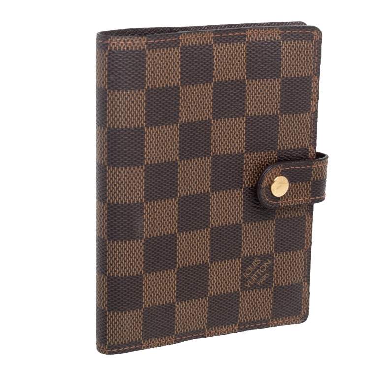 Pre Owned Louis Vuitton Damier Ebene Canvas Small Ring Agenda Cover