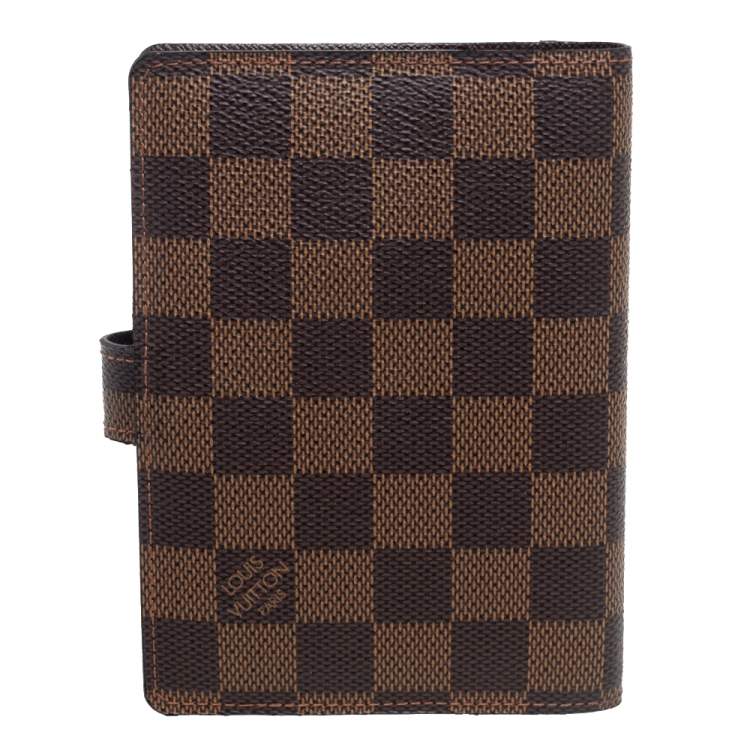 Pre Owned Louis Vuitton Damier Ebene Canvas Small Ring Agenda Cover