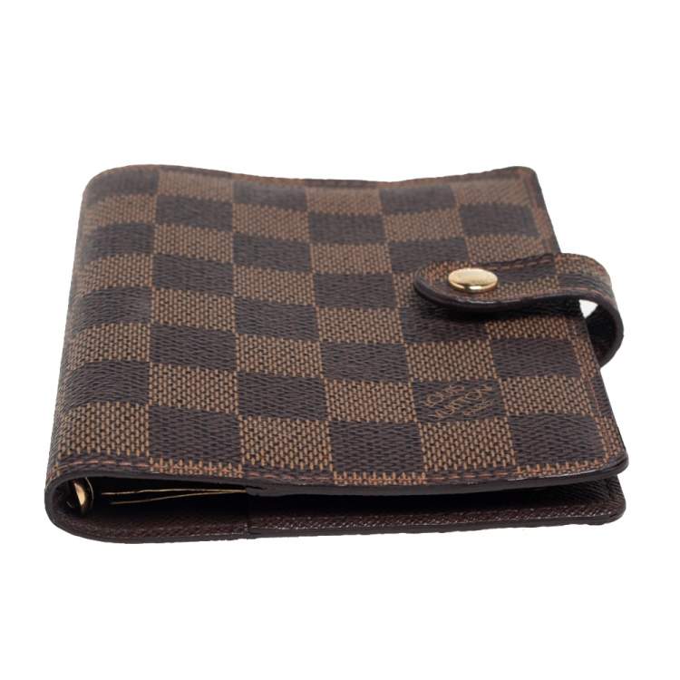 Pre Owned Louis Vuitton Damier Ebene Canvas Small Ring Agenda Cover
