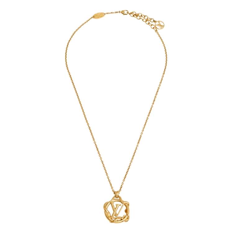 Louis Vuitton Gold Tone Garden Louise Pendant Necklace Louis