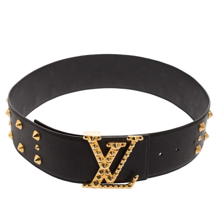 Louis Vuitton Black Studded Leather Clous Initiales Waist Belt 85CM Louis  Vuitton