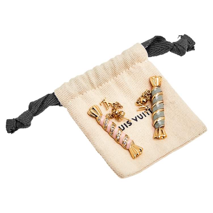 Pre Owned Louis Vuitton Gold Tone Enamel Candy Drop Earrings