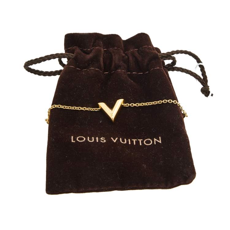 Pre Owned Louis Vuitton Essential V Gold Tone Bracelet